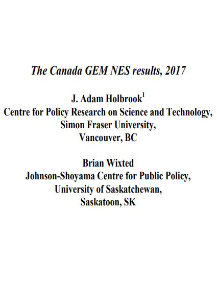 The Canada GEM NES results, 2017